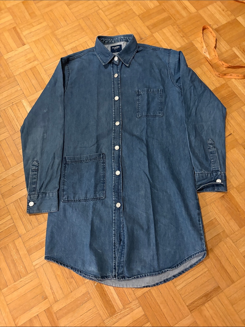Poema  Dark Denim Button-Up Shirt Dress